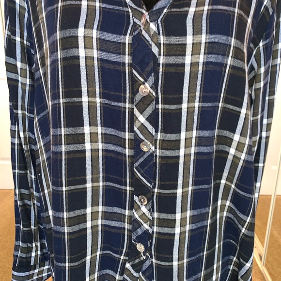 Anthropologie Navy Flannel Floral Print Shirt XL - Picture 3 of 8